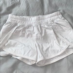 White Lululemon tracker shorts